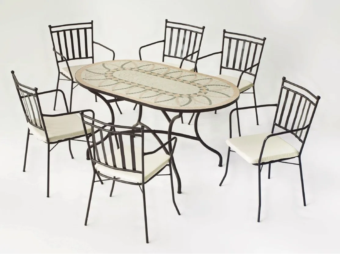 Mesa mosaico ovalada 150x90 bronce Bora