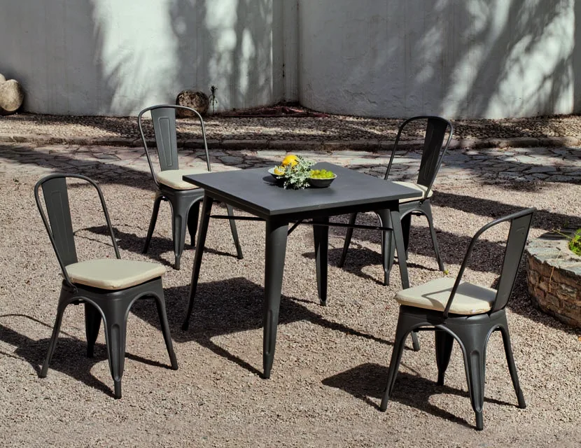 Mesa estilo Tolix cuadrada acero gris antracita
