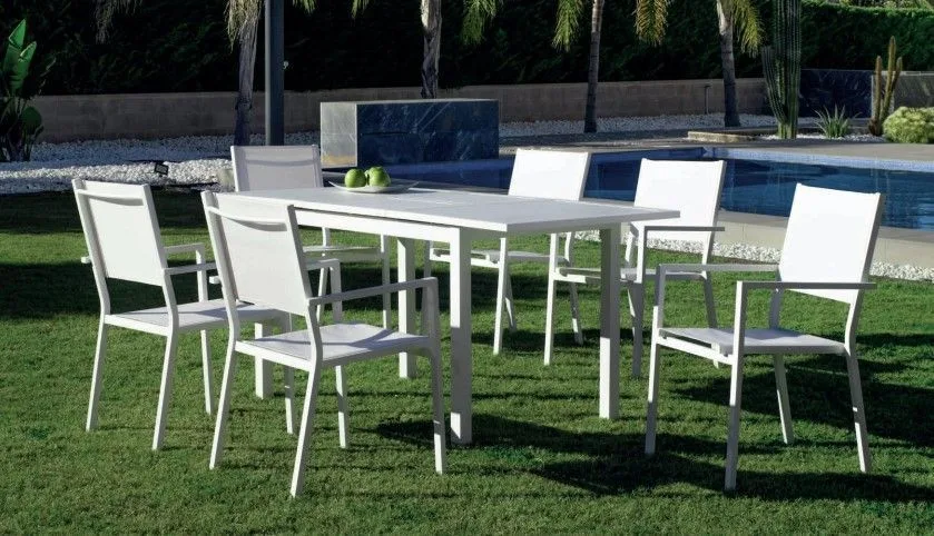 Mesa de comedor extensible para jardín de aluminio Palma Mesa de comedor extensible para jardín de aluminio Palma
