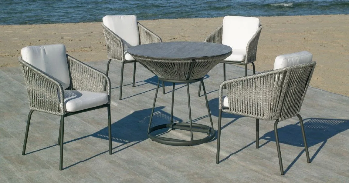 Mesa cuerda trenzada y aluminio modelo Goa