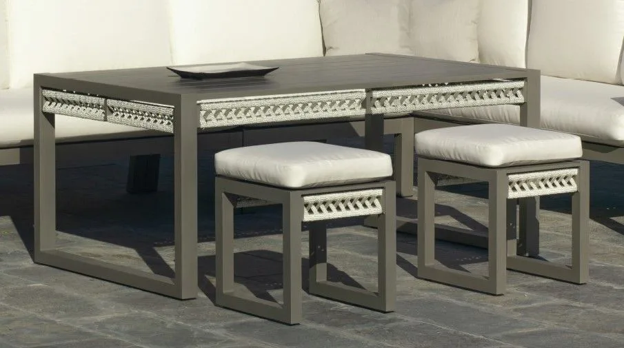 Mesa baja para jardín de aluminio y cuerda trenzada Estambul
