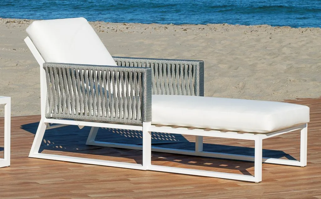 cama de cuerda y aluminio blanco Modelo Bolonia