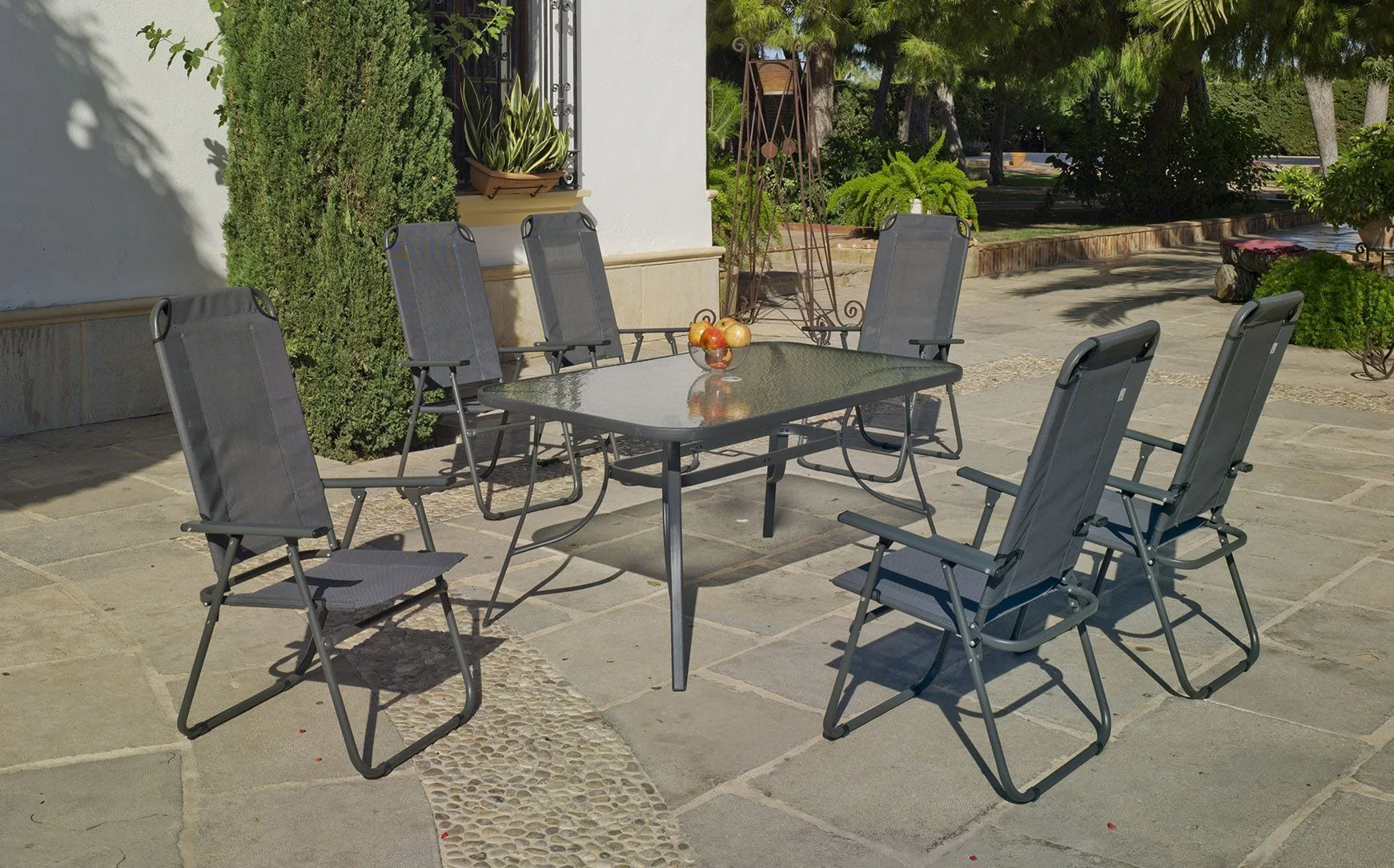 Mesa de comedor rectangular en acero para jardín
