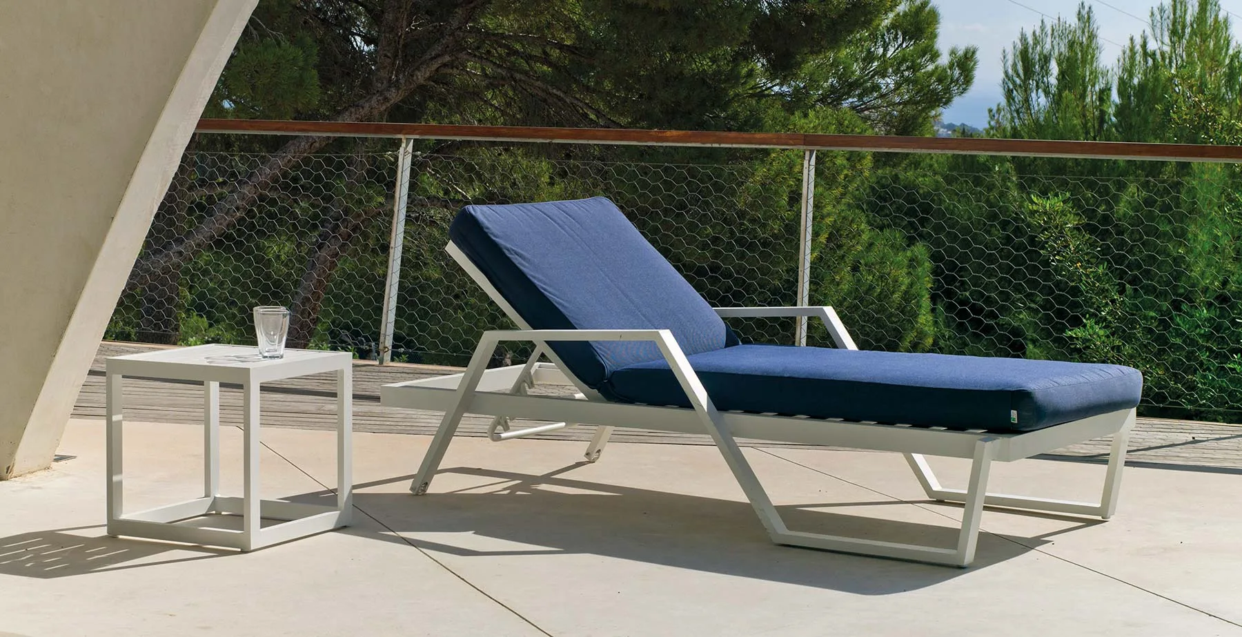 Tumbona jardín apilable aluminio con ruedas Portofino