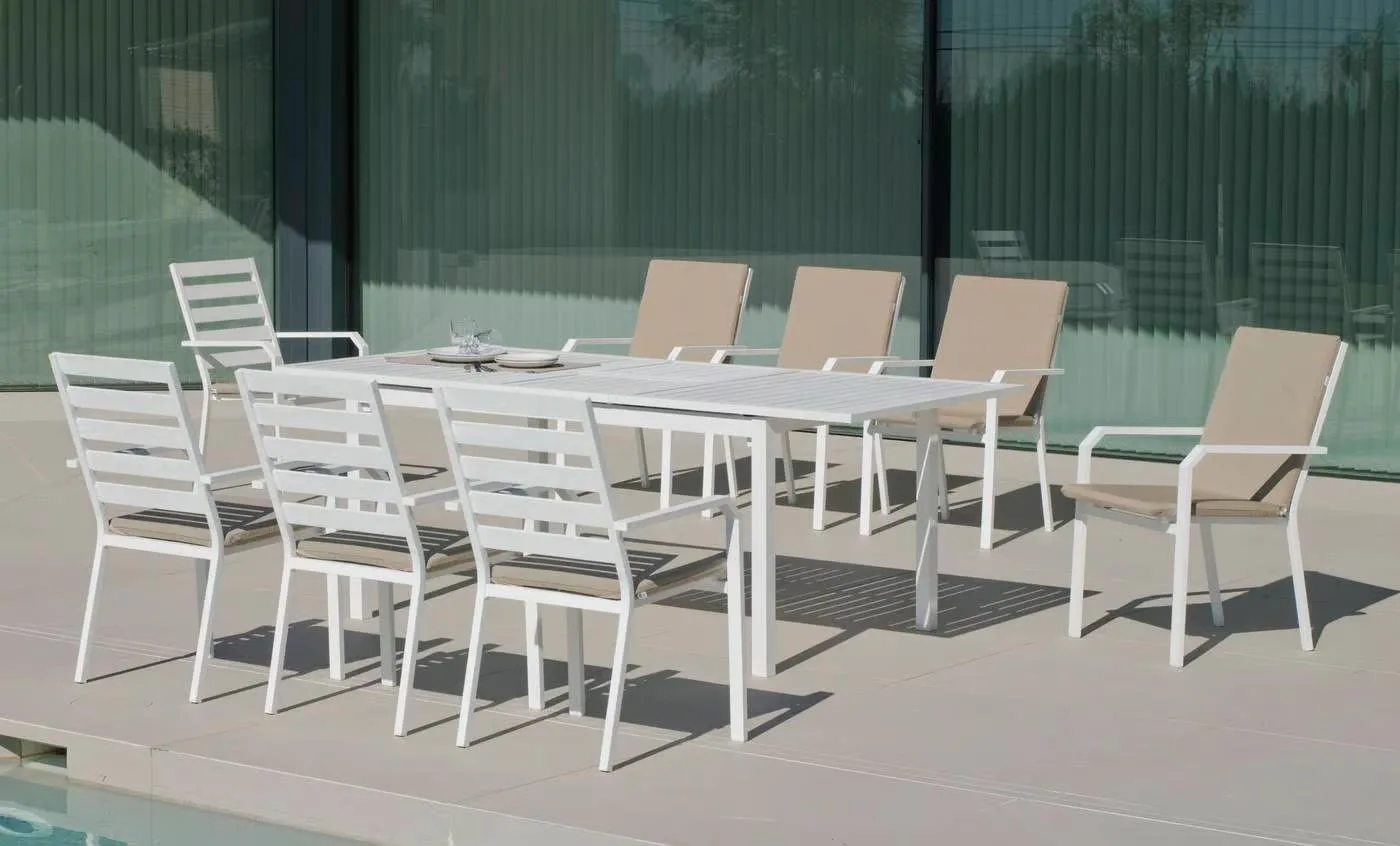Conjunto mesa extensible y 8 sillas jardín Palma - Caravel 