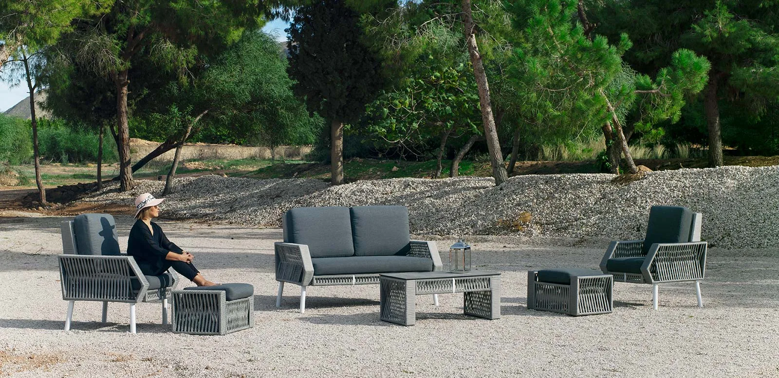 Conjunto sofá 2 plazas cuerda náutica Nápoles 7