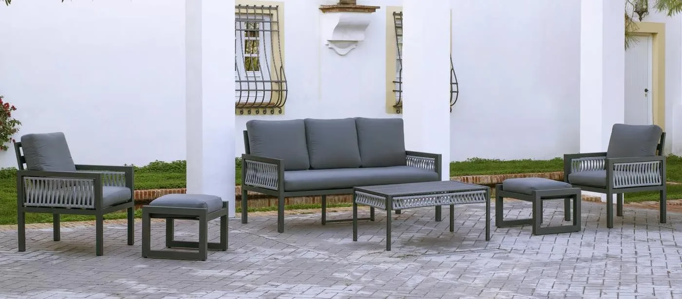 Conjunto sofá 3 plazas cuerda y aluminio exterior Alhambra 7