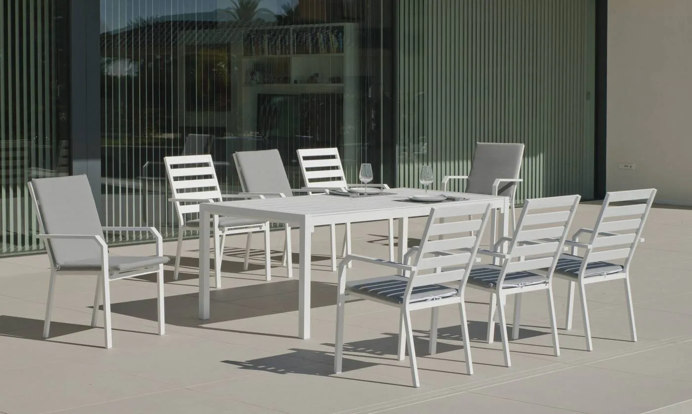 Juego de mesa y sillas de aluminio blanco Palma - Caravel