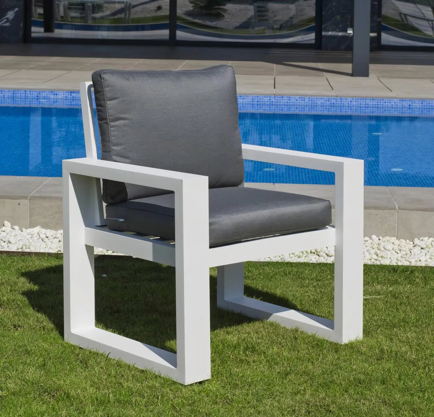 Sillón de comedor jardín de aluminio blanco Coloseo