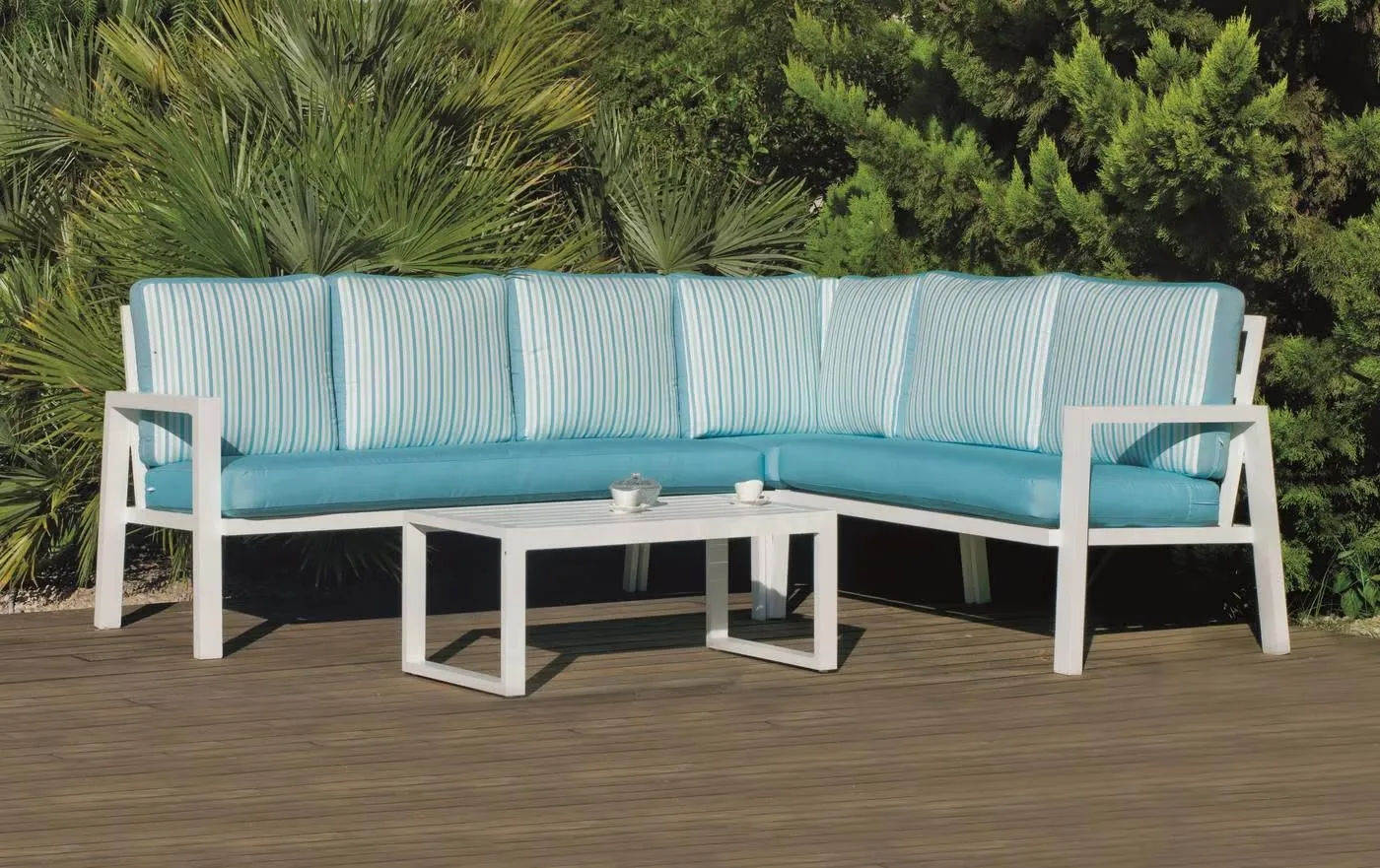 Sofá rinconera para exterior aluminio blanco Dalia