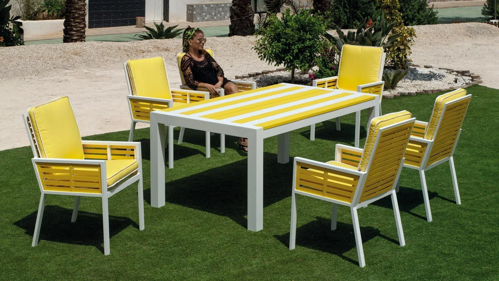 Mesa rectangular aluminio bicolor Luarca 180