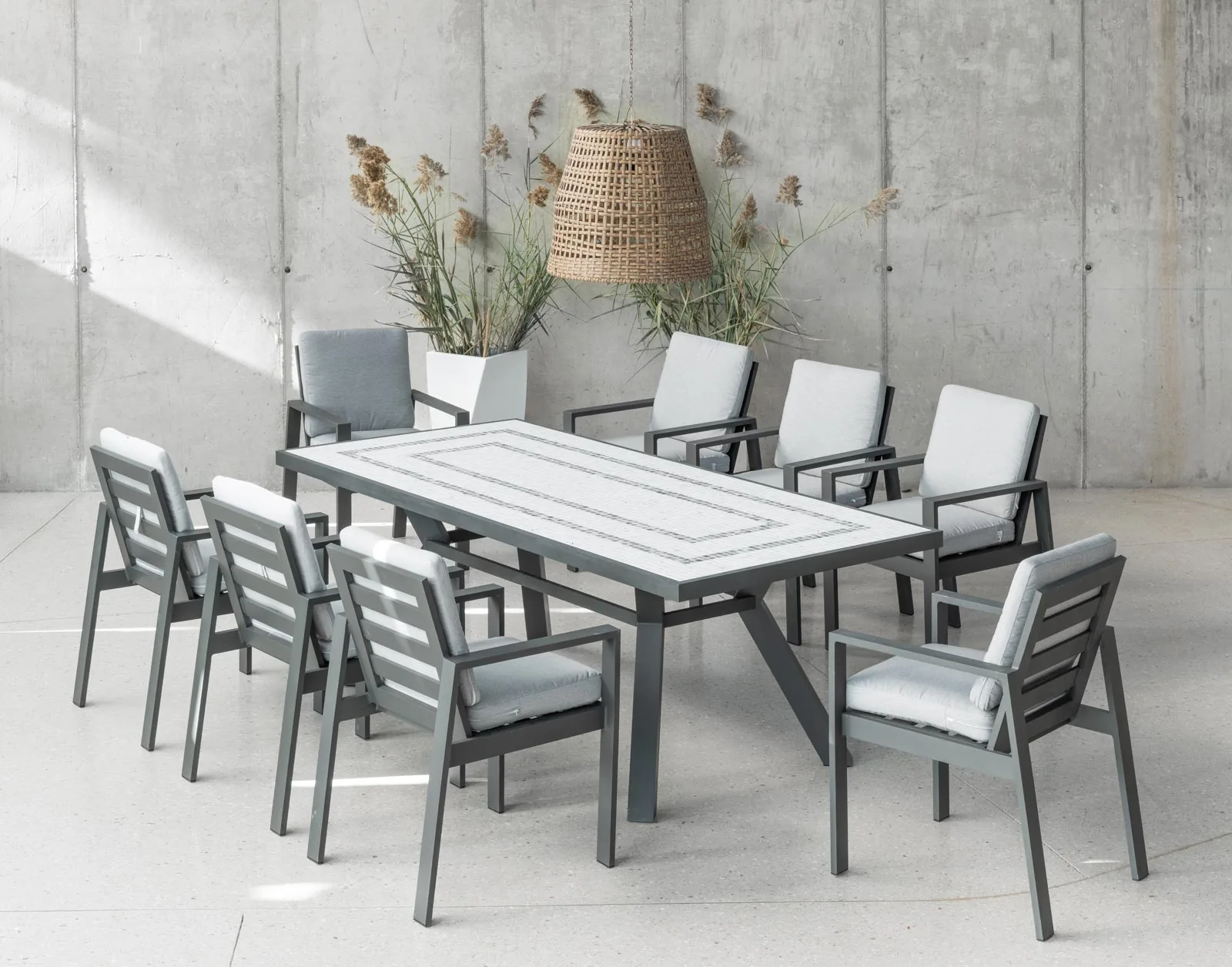 Mesa salón mosaico rectangular Harnau