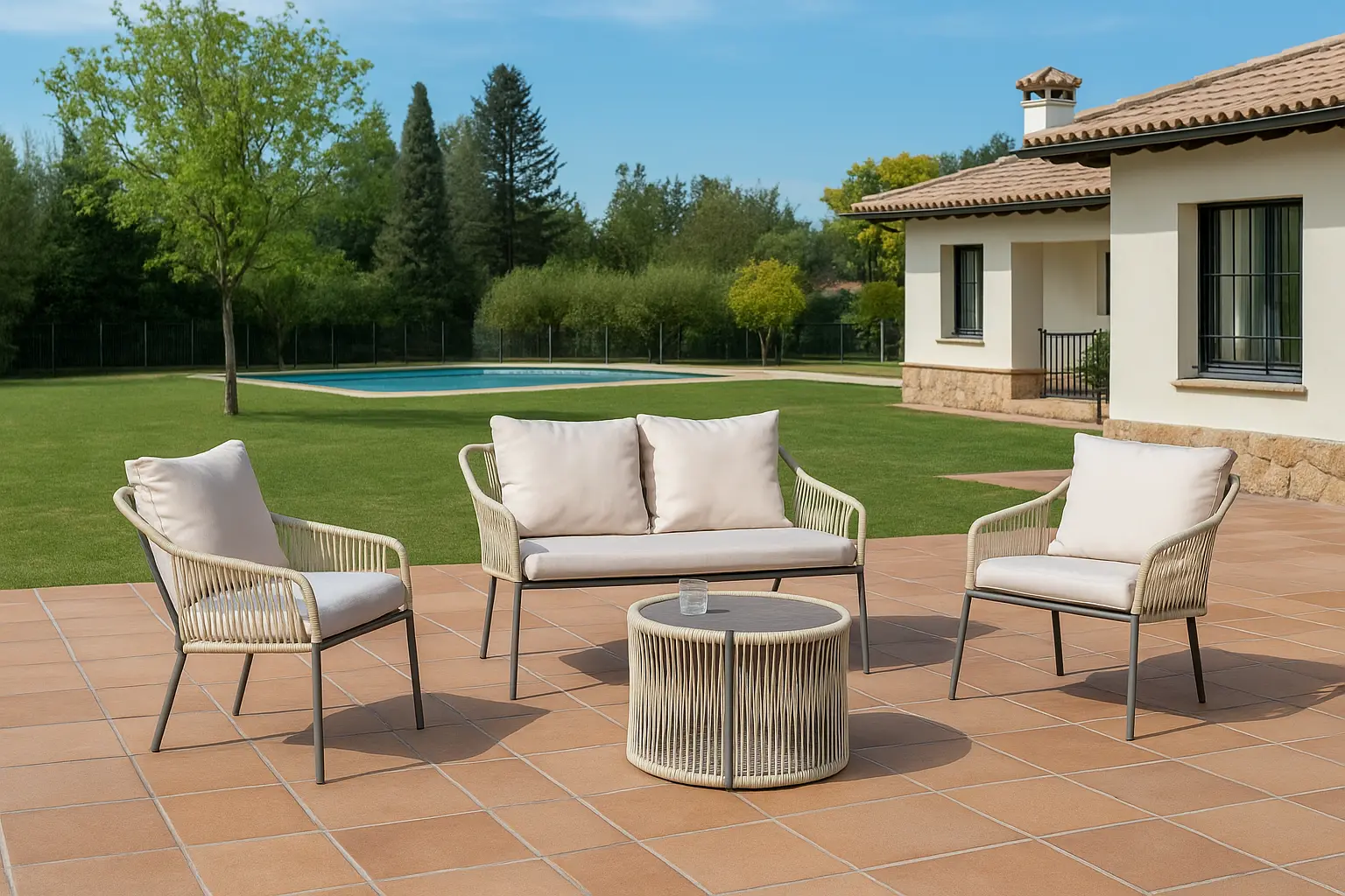 Conjunto de muebles de jardín de aluminio y cuerda Jasmyn