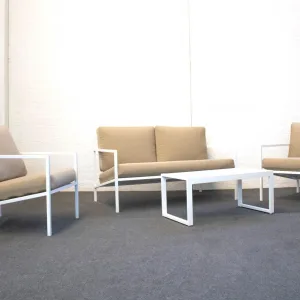 Conjunto sofá 2 plazas jardín aluminio blanco Toscana
