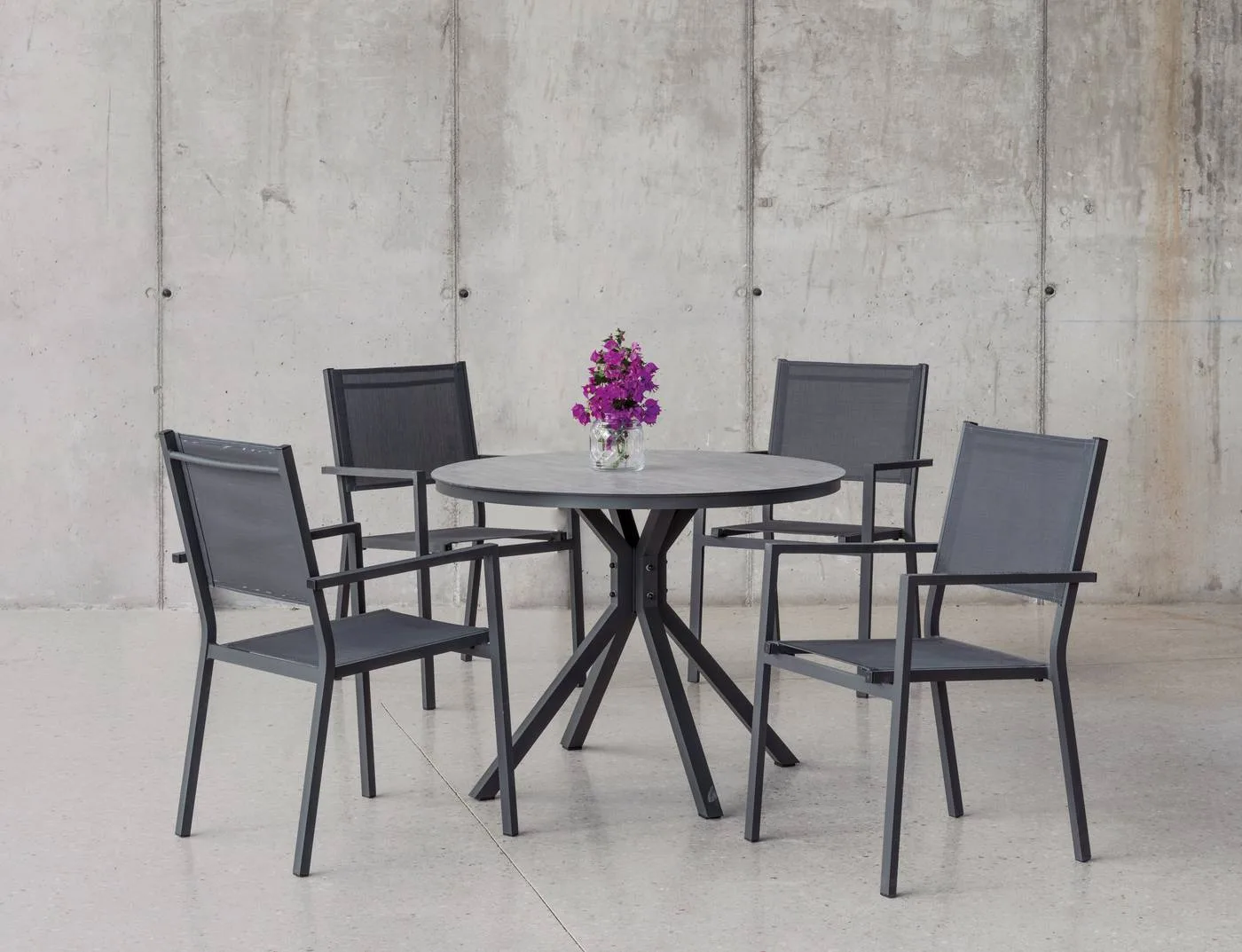 Mesa de Comedor Redonda 120 en gris antracita Giglio