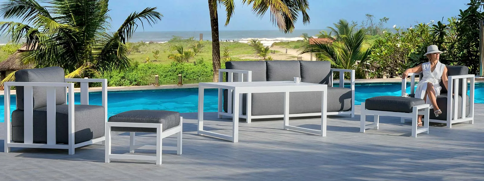 Conjunto exterior tapicería gran grosor para exterior Ilinois
