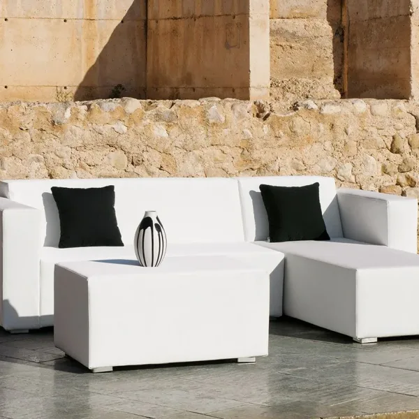 Conjunto chaiselongue piel náutica blanca Volga 12