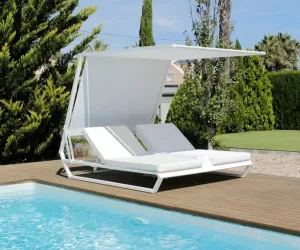 Cama Balinesa de aluminio blanco Viena