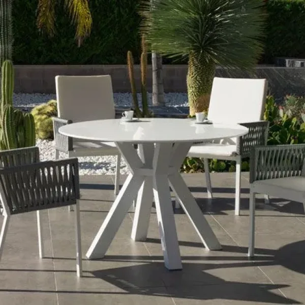 Conjunto de mesa redonda y 4 sillas de aluminio