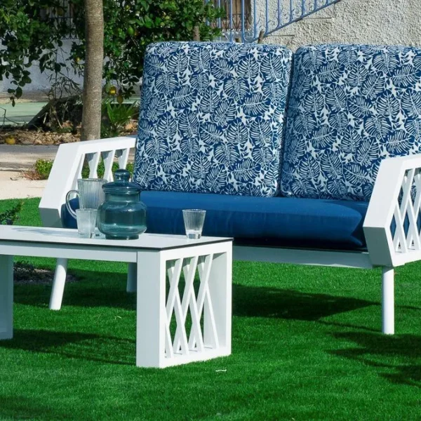 Sofá 2 plazas de jardín gran confort en aluminio Milano