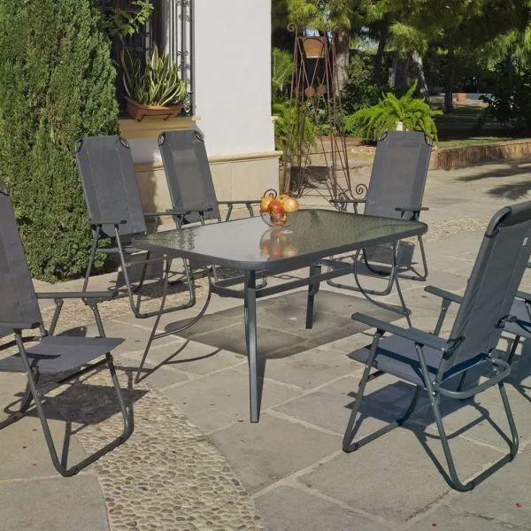 Mesa de comedor rectangular en acero para jardín