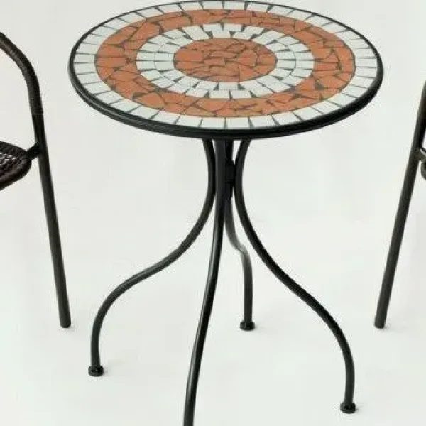 mesa mosaico redonda antracita