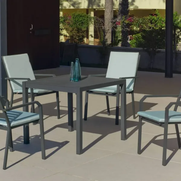 Conjunto de jardín con mesa cuadrada y 4 sillas Palma - Caravel