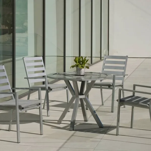 Conjunto de jardín con mesa y 4 sillas de aluminio