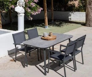 Conjunto de mesa y sillas de terraza de aluminio para 4 personas Mundra / Córcega