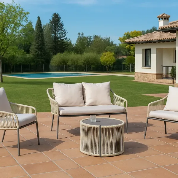 Conjunto de muebles de jardín de aluminio y cuerda Jasmyn