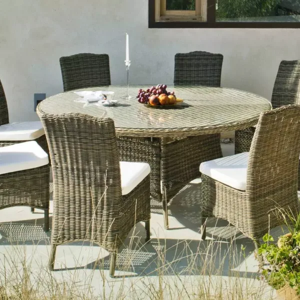 Conjunto mesa redonda y 8 sillones ratán Borsalino