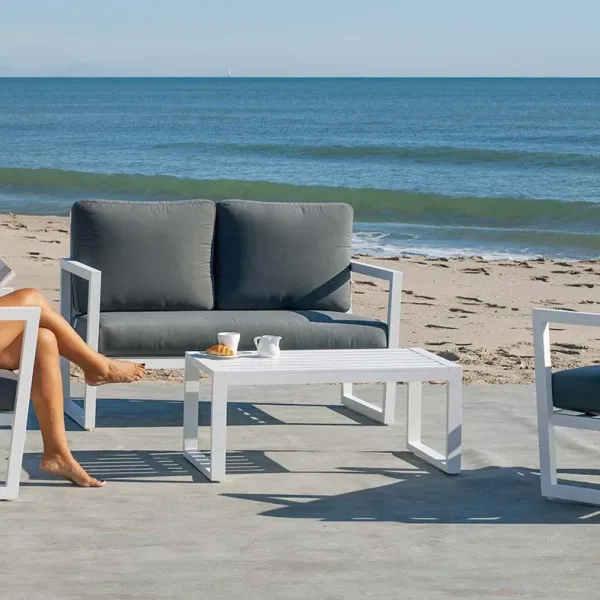 Conjunto sofá 2 plazas de aluminio para terraza Alpine