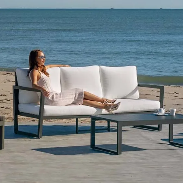 Conjunto sofá 3 plazas de aluminio para terraza Alpine