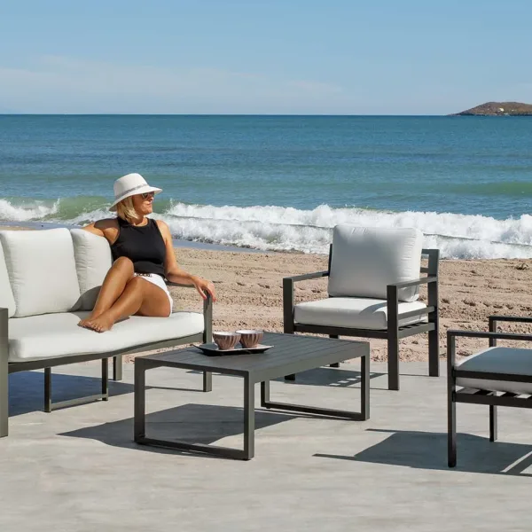 Conjunto sofá 3 plazas jardín Glembor