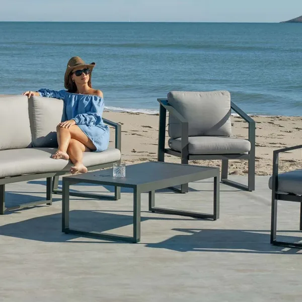 Conjunto sofá 3 plazas jardín de diseño minimalista Sadem