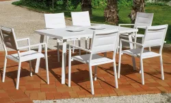 Mesa de comedor de aluminio ligera y resistente Versalia