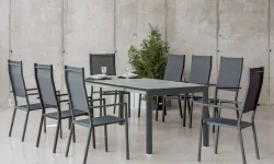 Mesa extensible lateral aluminio gris antracita y HPL Singapur