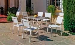 Mesa rectangular plegable con tablero Werzalit gris Arian