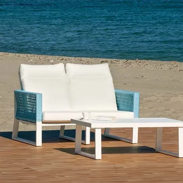 Set sofá reclinable 2 plazas con cuerda trenzada Bolonia