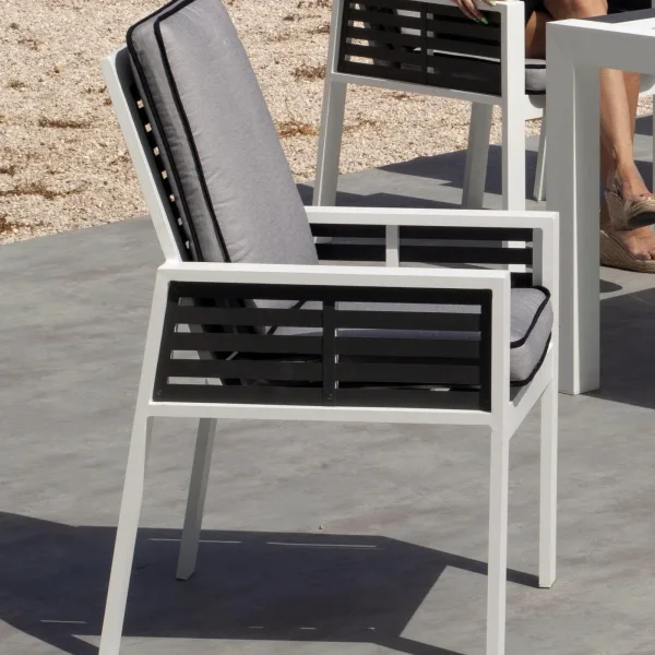 Sillón aluminio bicolor blanco antracita Farah