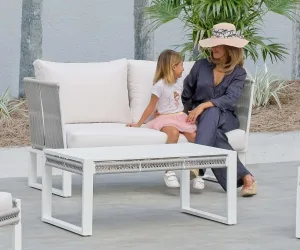 Sofá 2 plazas de cuerda redonda trenzada y aluminio Alis