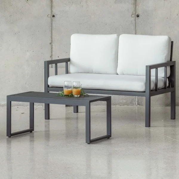 Sofá 2 plazas de aluminio ligero para zona de piscina Solano | fabricantes de muebles de jardín de Murcia