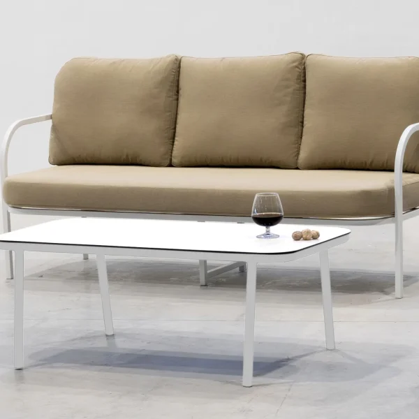 Sofá 3 plazas de jardín estilo mid-century con estructura de aluminio Leblanc