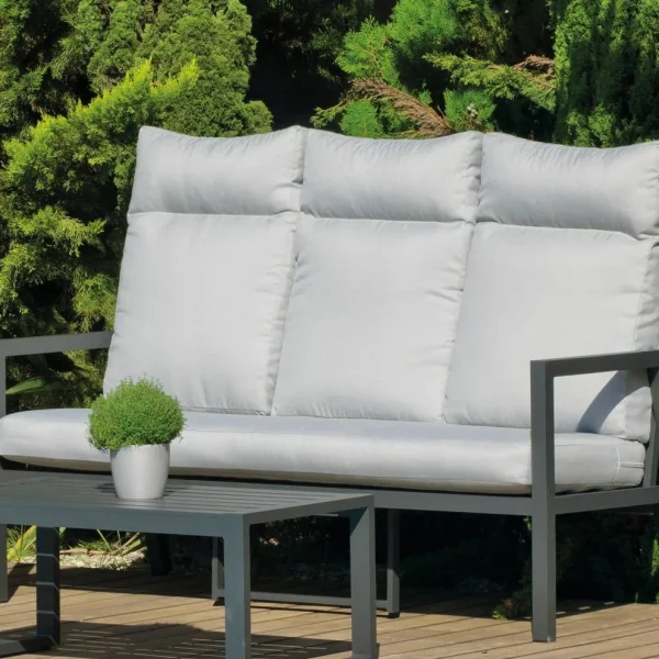 Sofá de aluminio para jardín de 3 plazas Haday