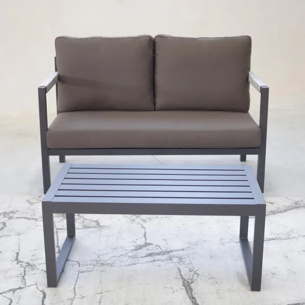 Sofá elegante 2 plazas de cuerda trenzada y aluminio Damasco