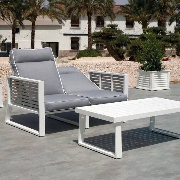 Sofá reclinable 2 plazas aluminio bicolor Samira