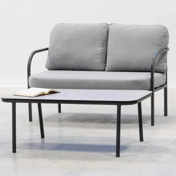 Sofá retro 2 plazas de aluminio para exterior Leblanc