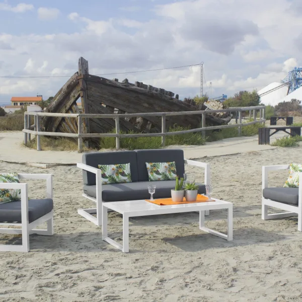 Conjunto de jardín con sofá de 2 plazas en aluminio Alhama 7