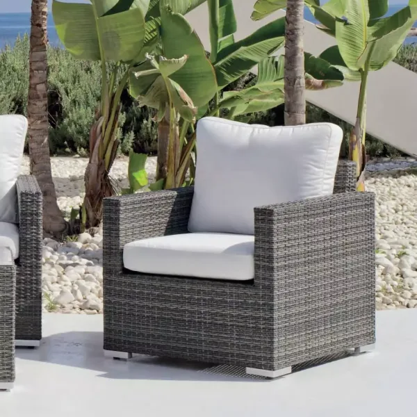 sillon ratan gris Doha